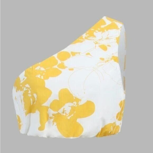 Commense yellow plumeria Two piece midi skirt and matching top Size Small New - Picture 6 of 14